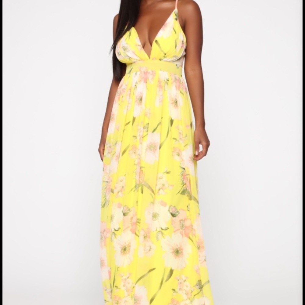 Yellow floral maxi dress